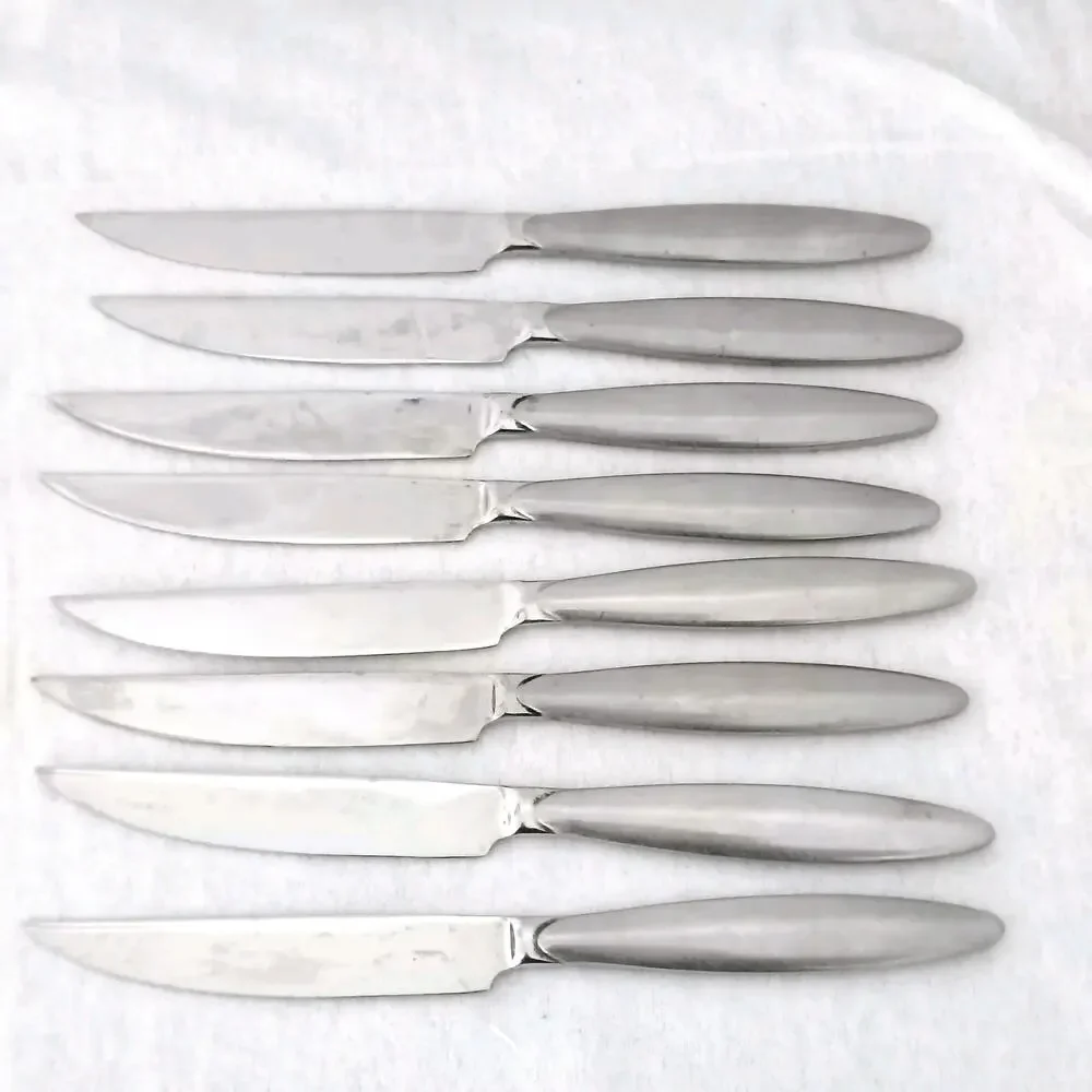 Set of 8 Reed & Barton Stainless Steel Serrated Steak Knives Dinner Cutlery